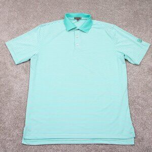 Peter Millar Summer Comfort Polo Shirt‎ Mens Large Green Polyester Stretch S/S